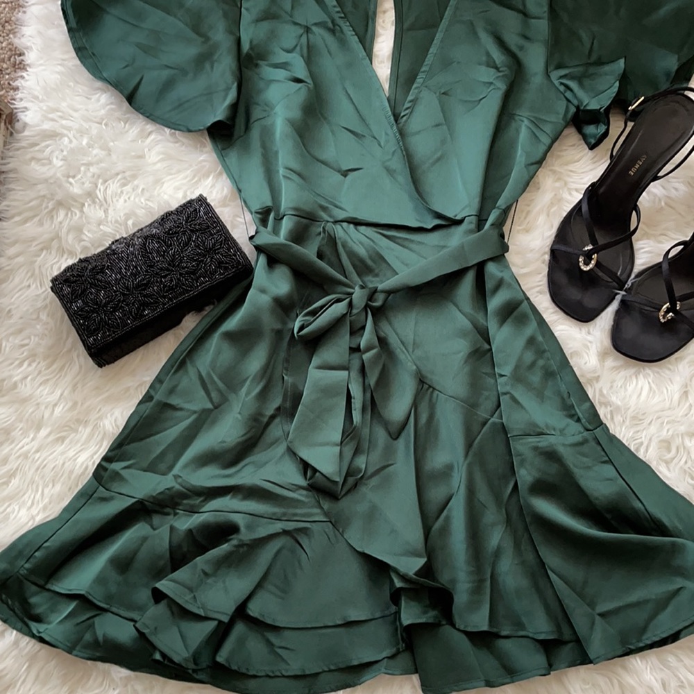 Satin Ruffle Dress - Picture 2 of 4